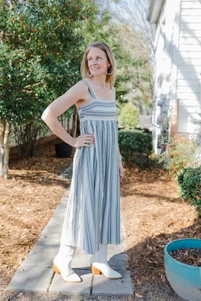 FINAL SALE Babydoll Striped Maxi Dress
