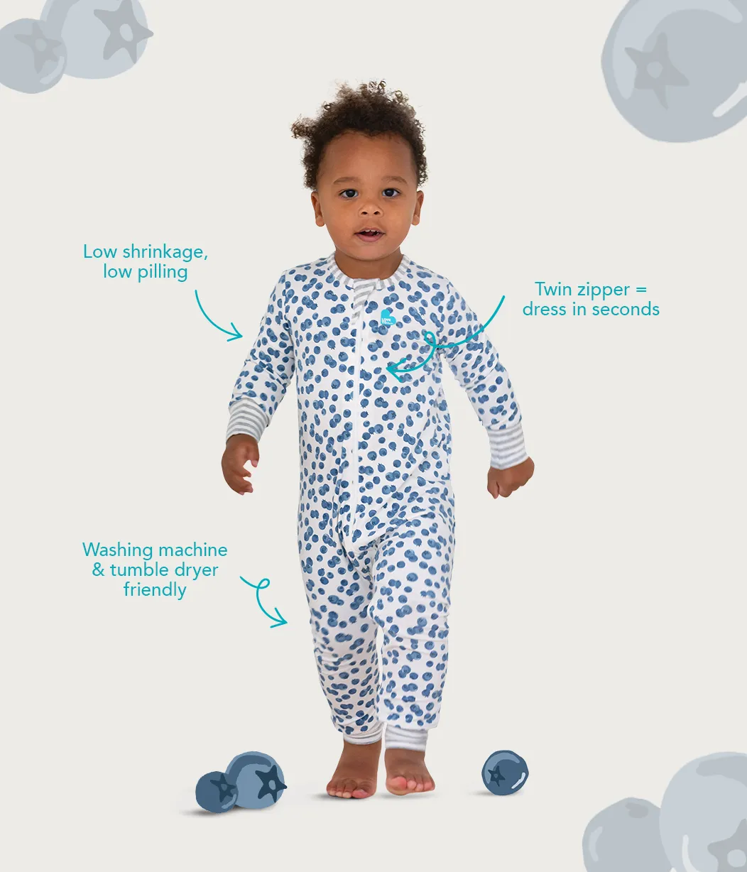 Footless Romper Cotton Denim Blueberries