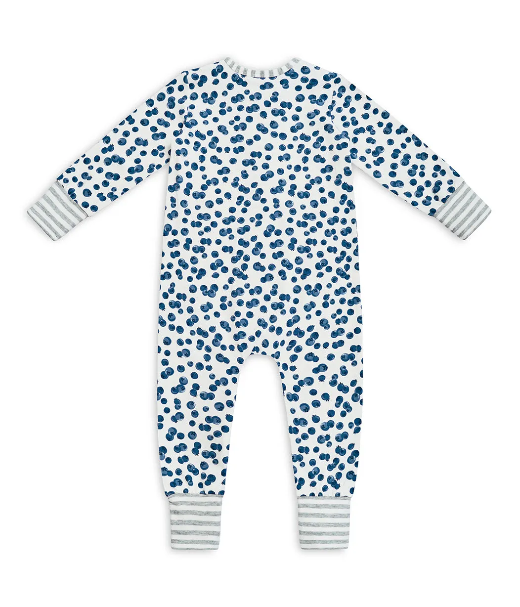 Footless Romper Cotton Denim Blueberries
