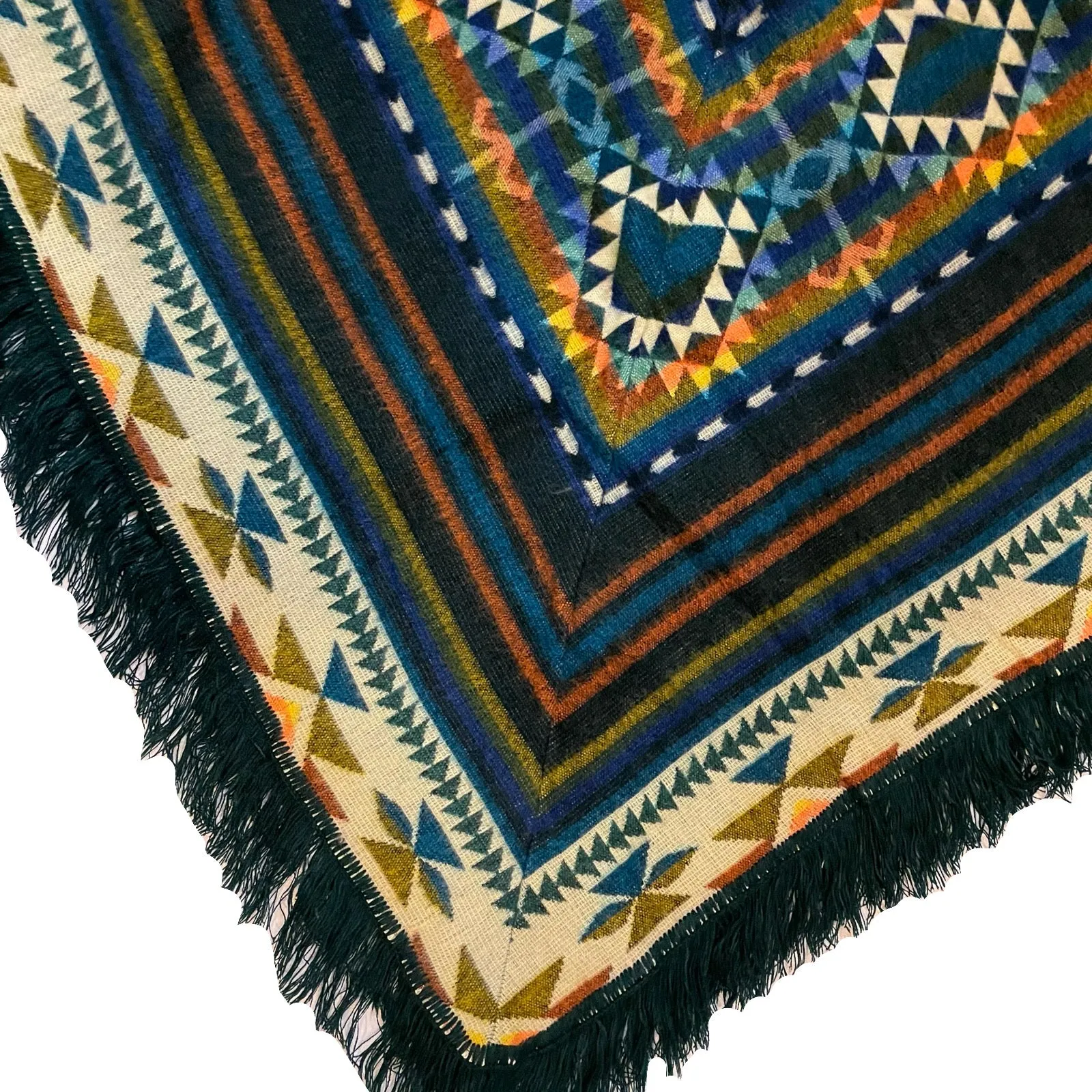 Forest Sunrise OOAK Fringe Button Front Poncho