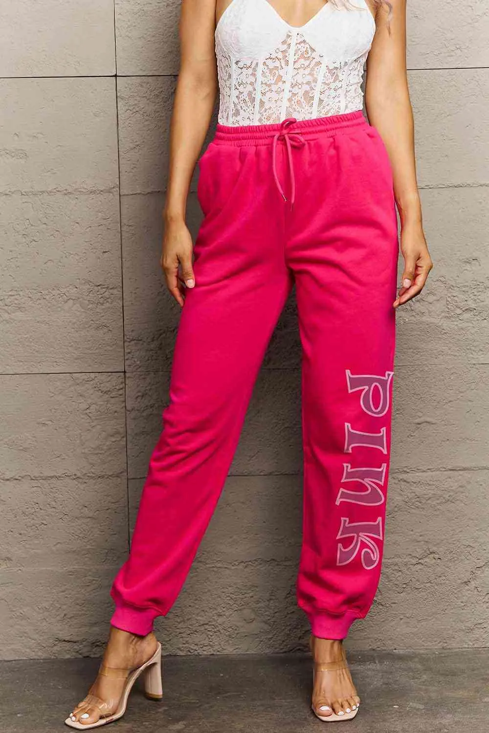 Full Size PINK Graphic Sweatpants