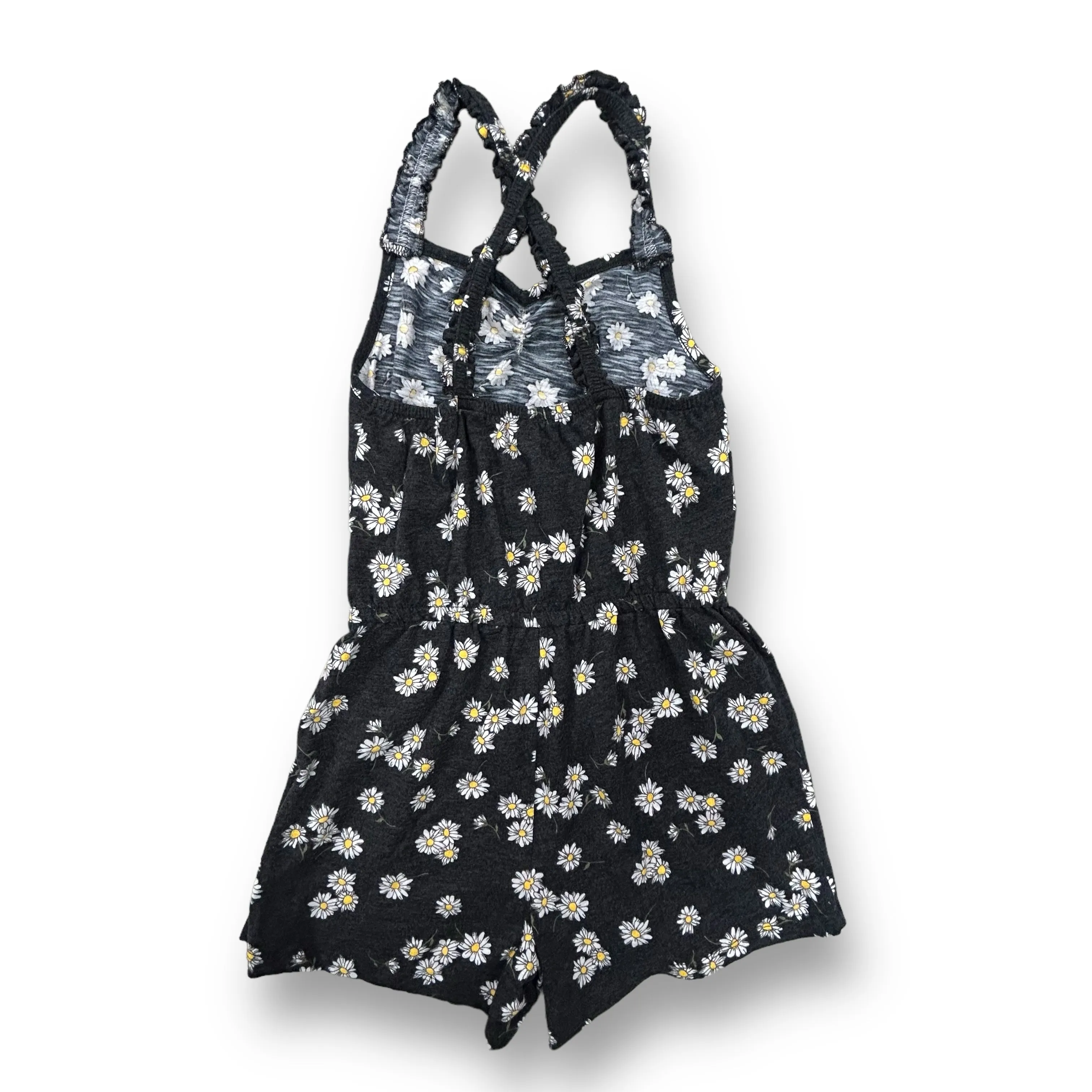 Girls SO Size 10/12 Gray Daisies Elastic Spaghetti Strap Everyday Romper