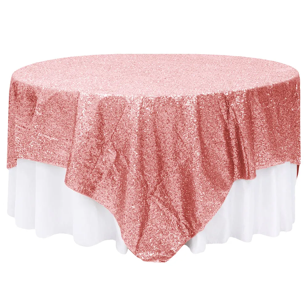 Glitz Sequin Table Overlay Topper 90"x90" Square - Dusty Rose/Mauve