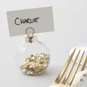 Gold Bauble Christmas table Place Card Holders x 6