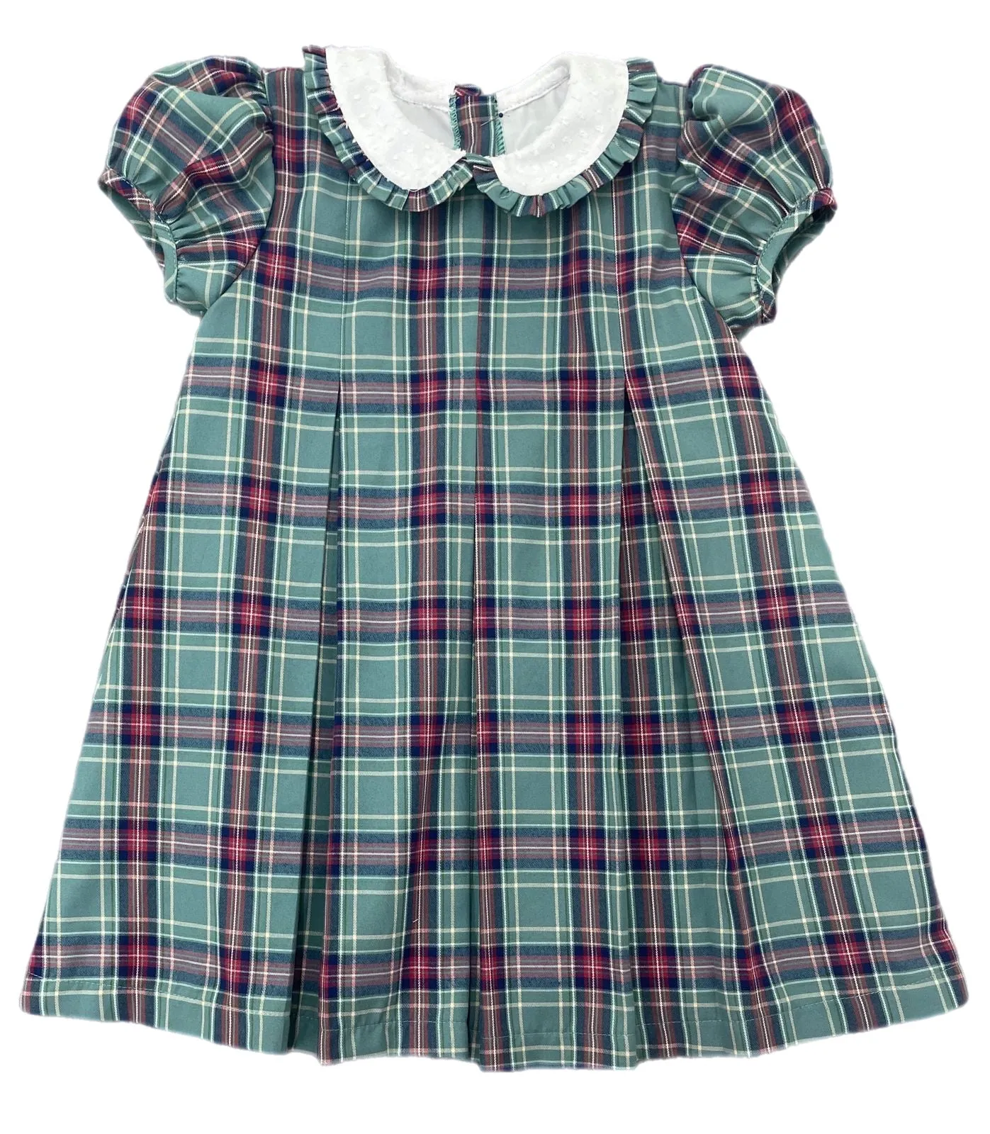 Green Christmas Plaid Paige Pleat Dress