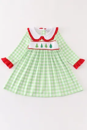 Green christmas tree embroidery dress