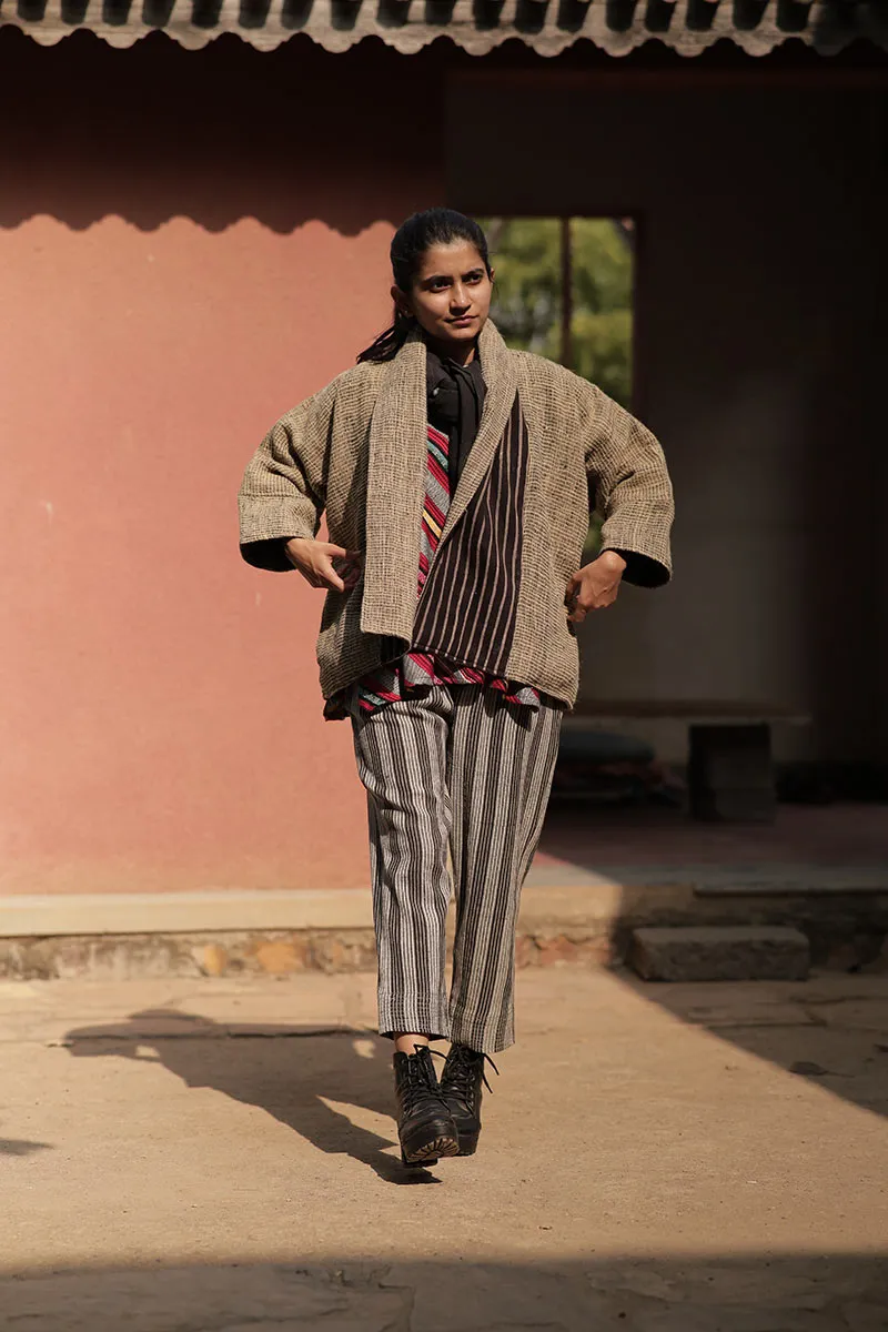 handwoven Desi wool Shawl collar jacket