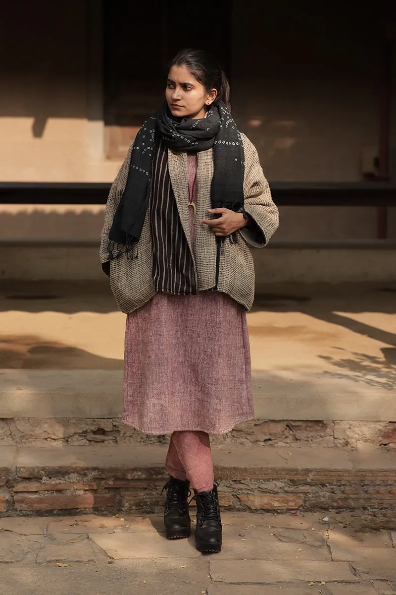 handwoven Desi wool Shawl collar jacket
