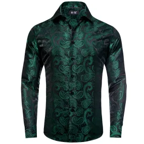 Hi-Tie Paisley Shirt Sapphire Pine Green Mens Button Down Shirt