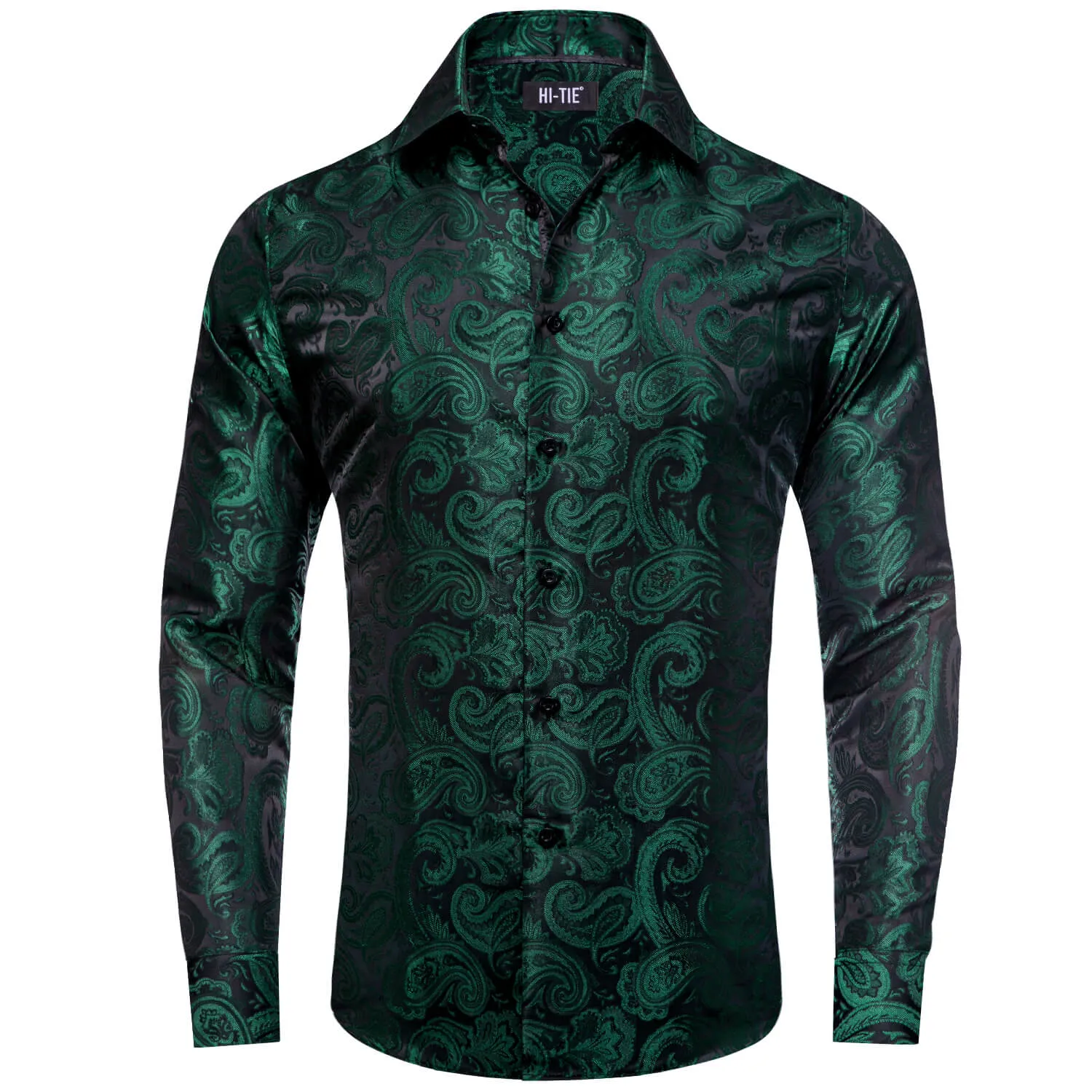 Hi-Tie Paisley Shirt Sapphire Pine Green Mens Button Down Shirt