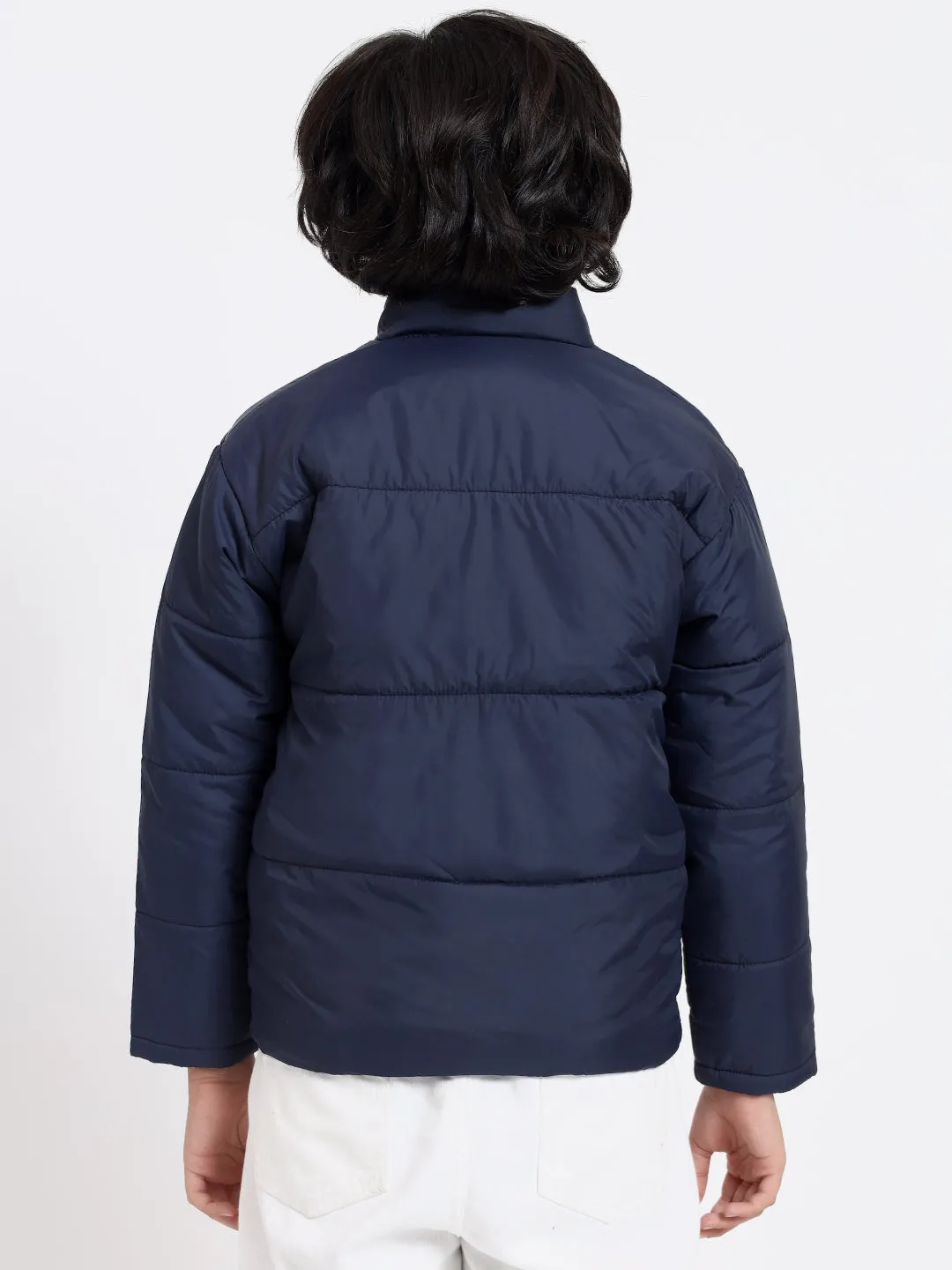 HiFlyers Boys Regular Fit | Polyster |Fluffy Full Sleeves |Quilted Insulation|High Neck Stand Collar|Zipper Jacket -Blue