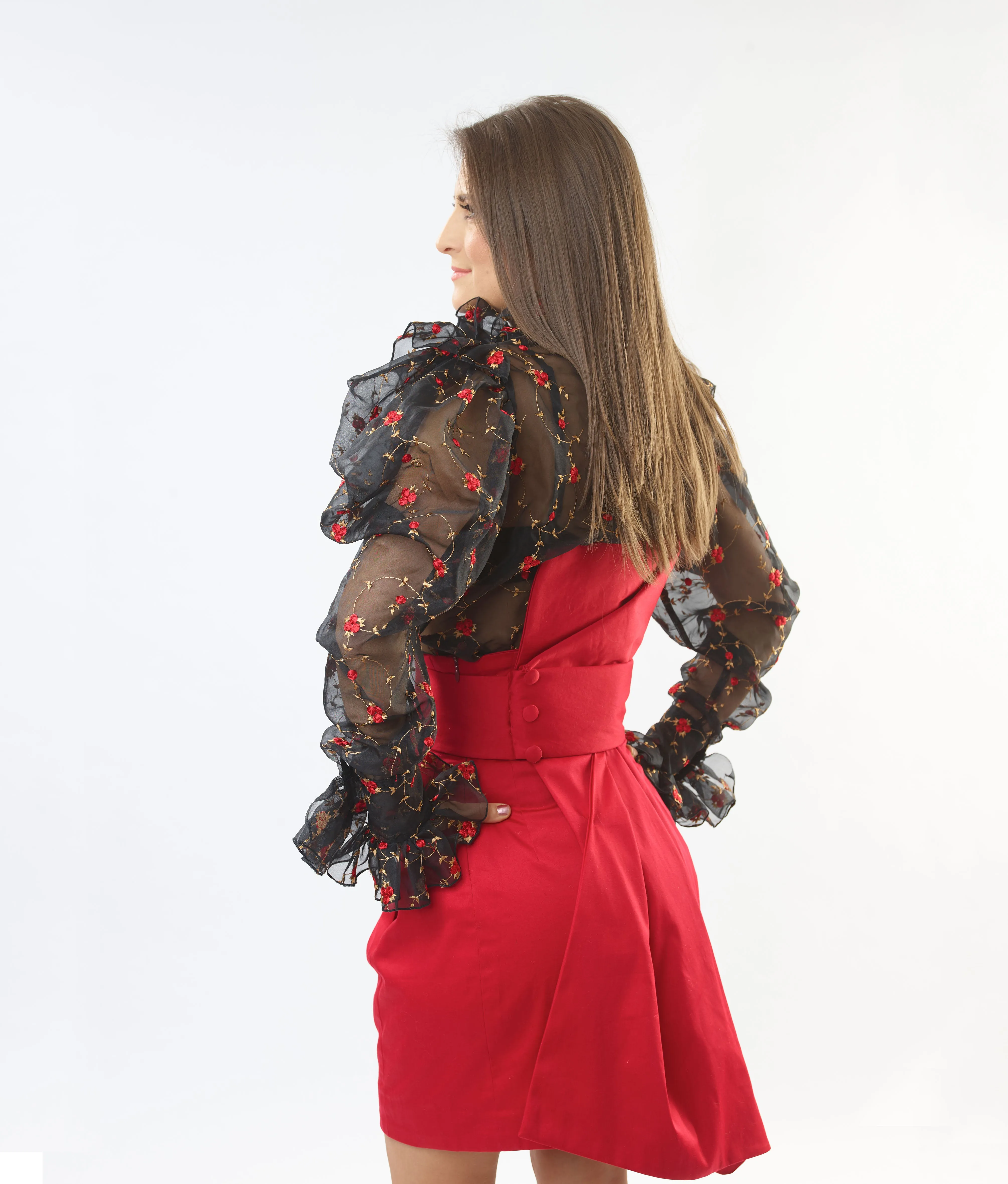 High Rise Cotton Satin Skirt