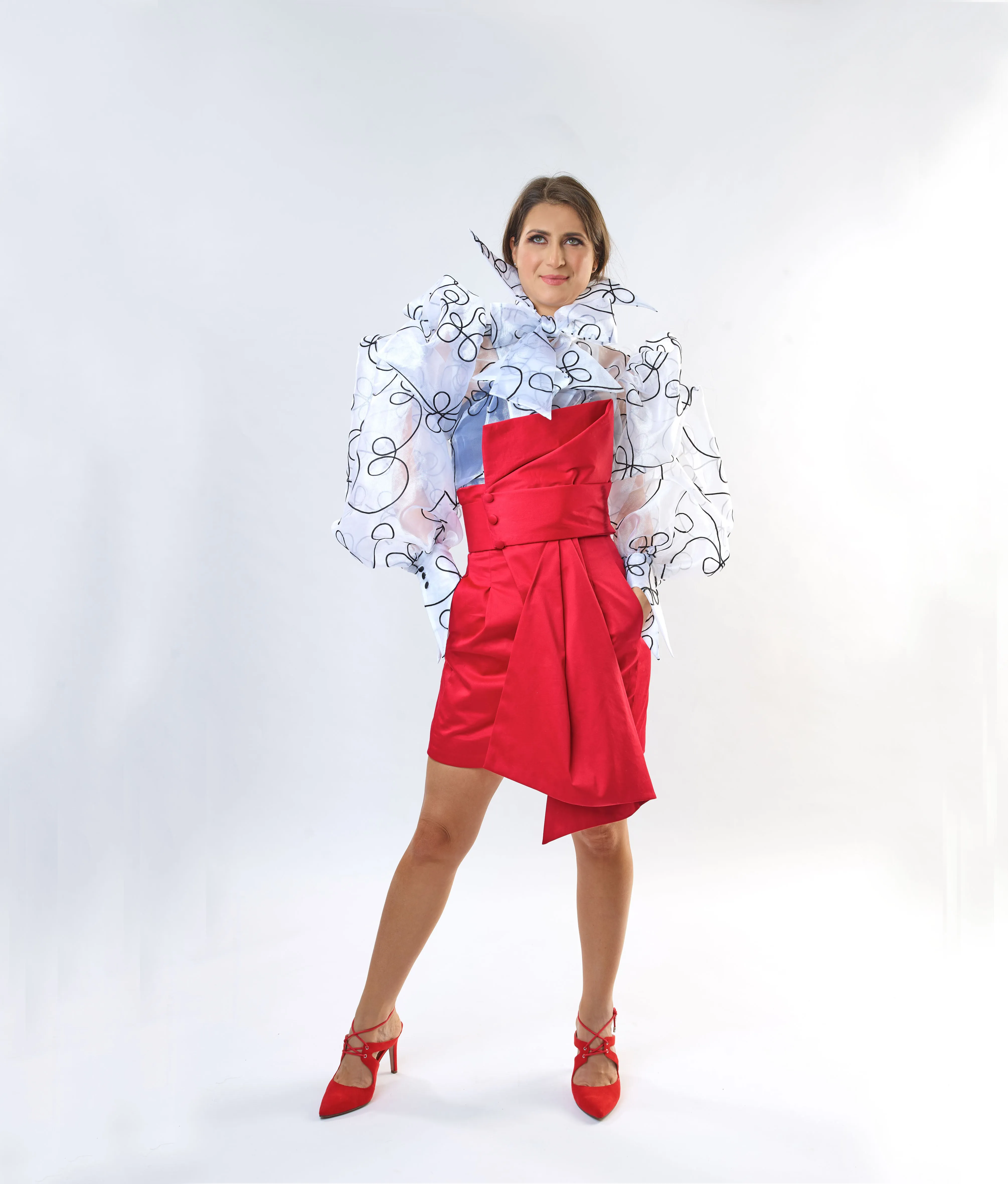 High Rise Cotton Satin Skirt