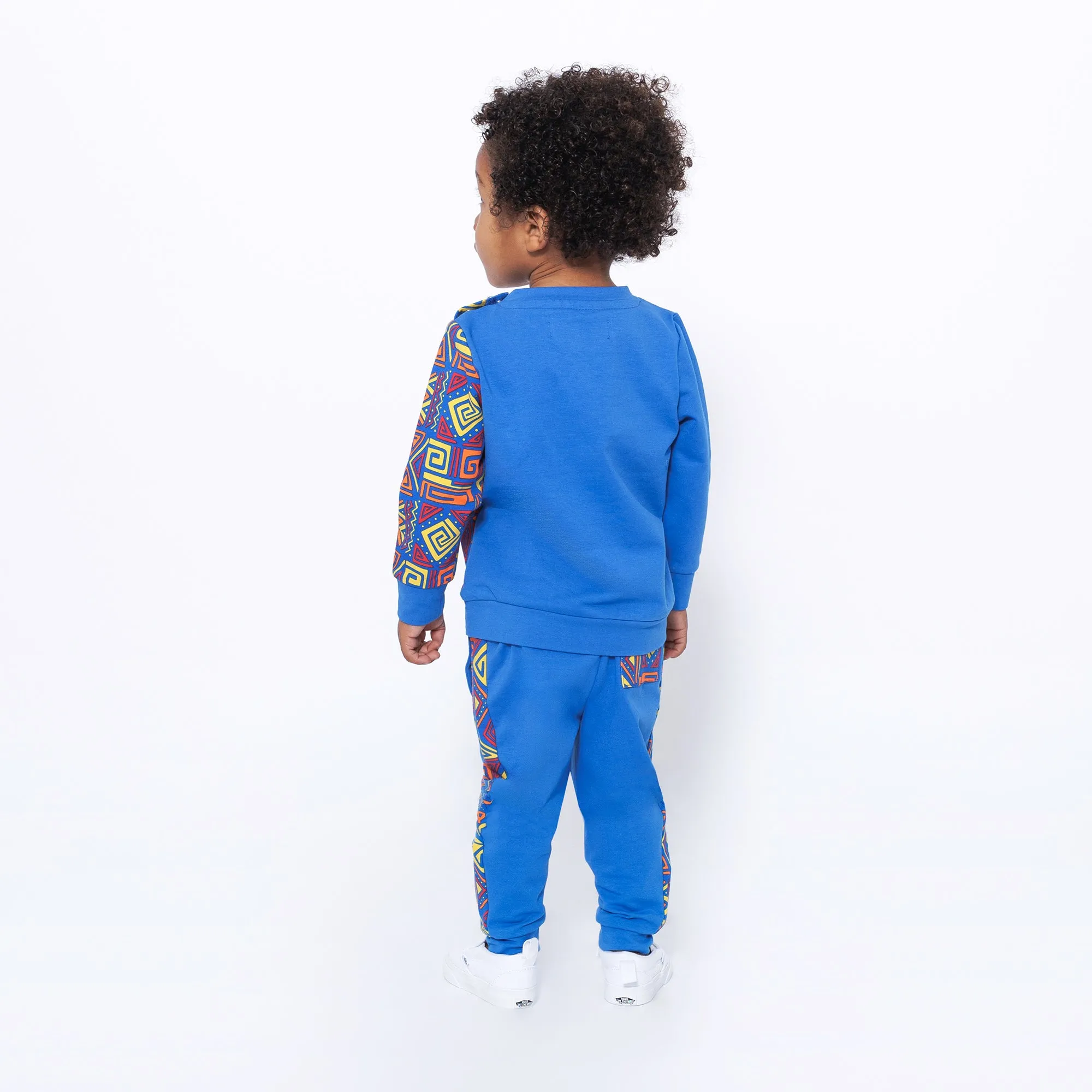 Infant Crewneck Sweatshirt and Jogger Pants Set - Blue Multicolor