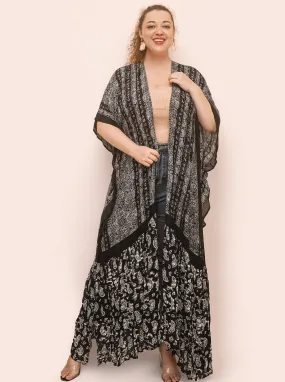 Inner Peace Boho Paisley Black Kimono One Size