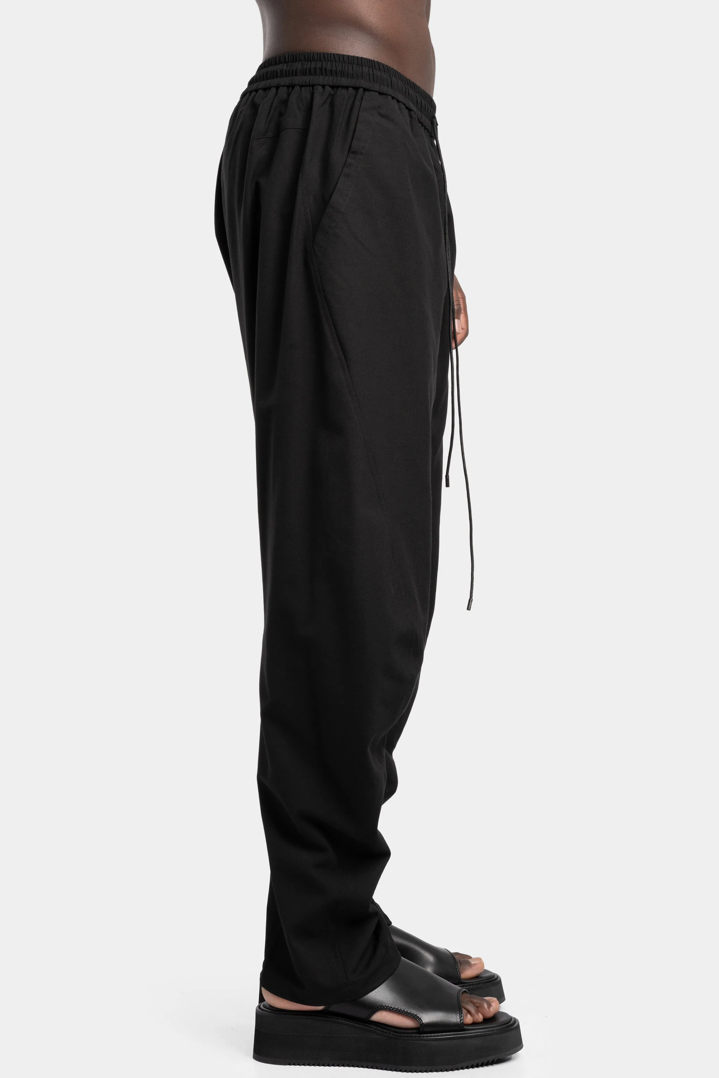 J-cut wool blend drawstring pants
