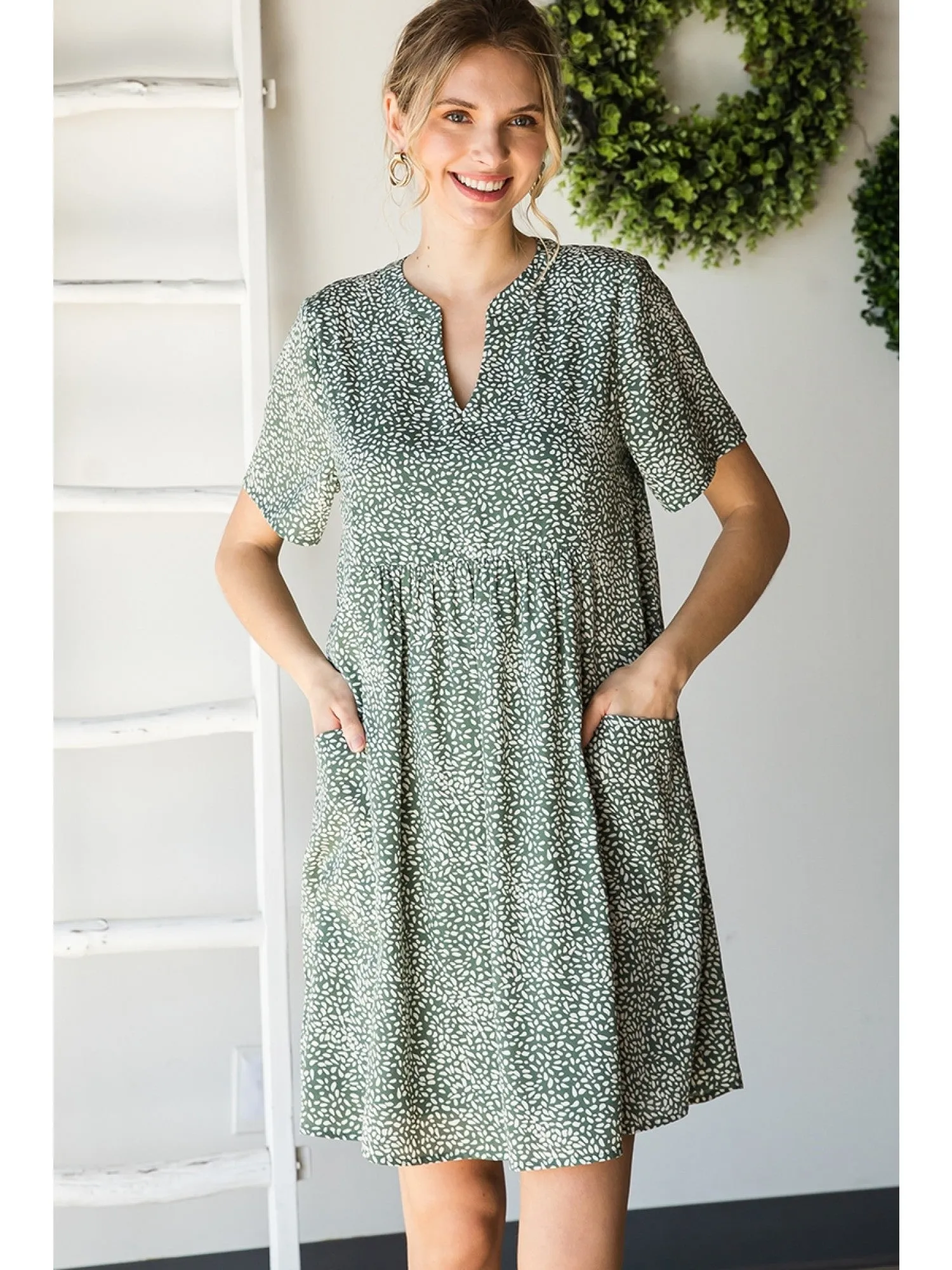 Jenna Spotted Babydoll Dress