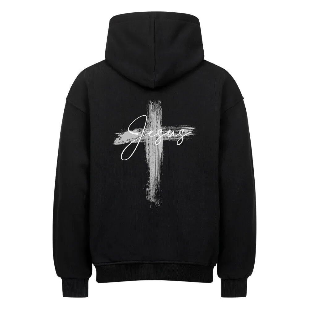 Jesus Painted Cross Oversized Hoodie BackPrint