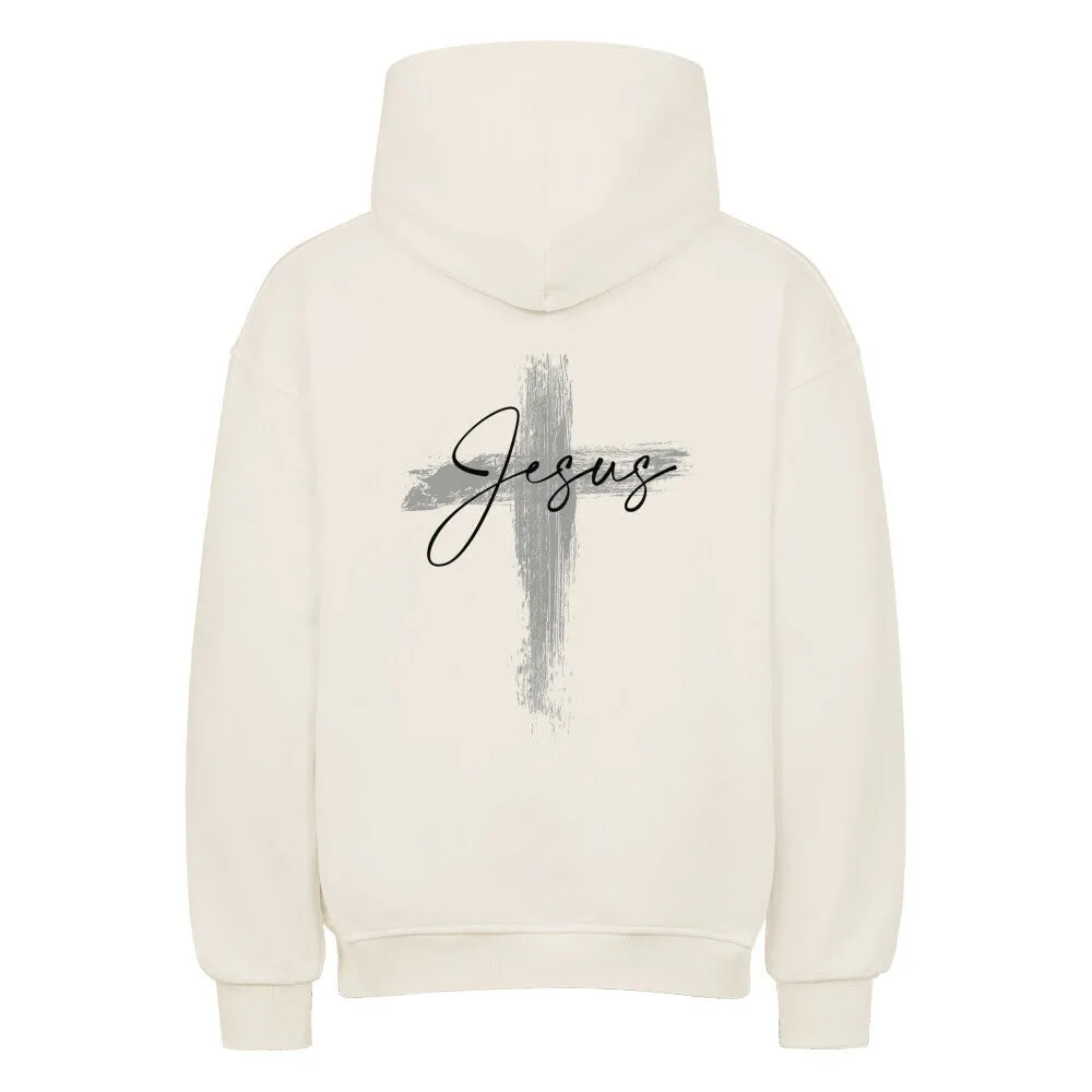Jesus Painted Cross Oversized Hoodie BackPrint