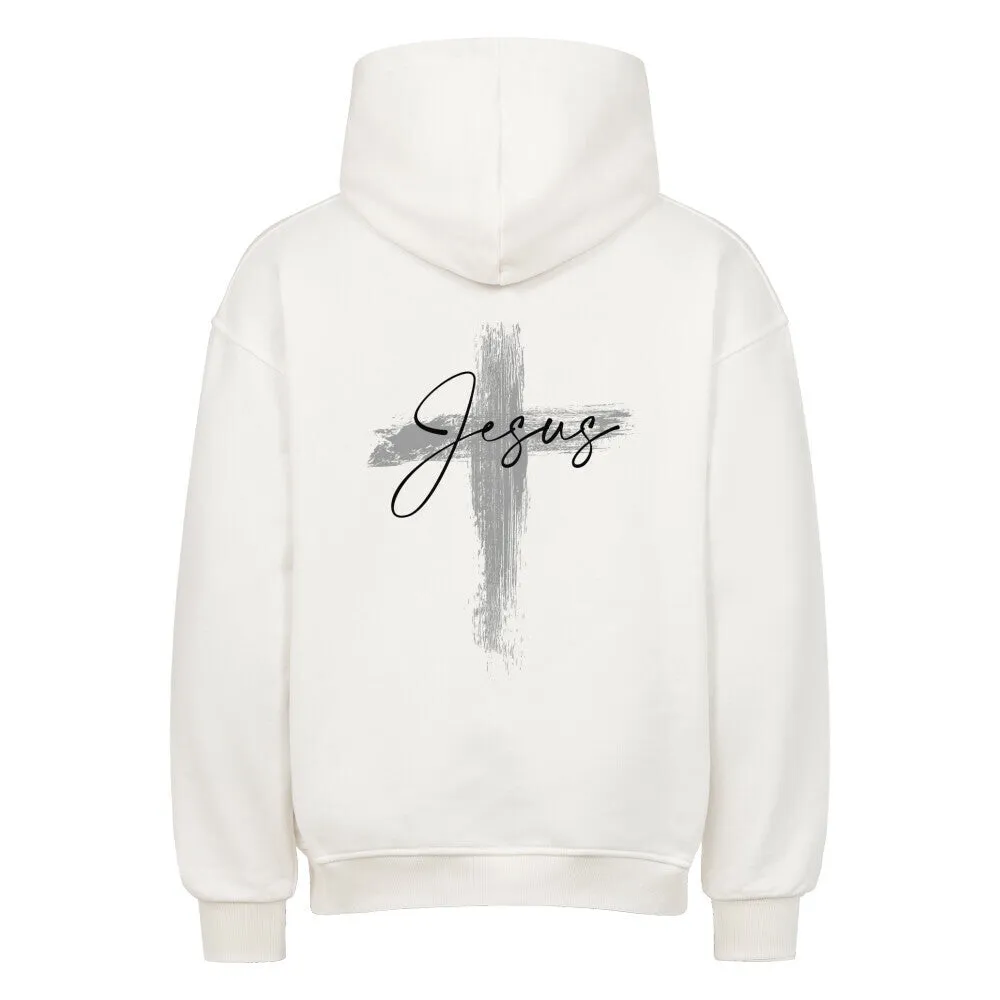 Jesus Painted Cross Oversized Hoodie BackPrint