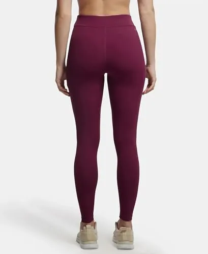 Jockey MW20 Women's Microfiber Elastane Stretch Performance Leggings with Broad Waistband and Stay Dry Technology_Grape Wine