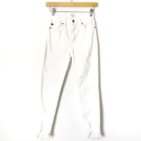 Kancan White Distressed Raw Hem Skinny Jeans- Size 25 (Inseam 26”)