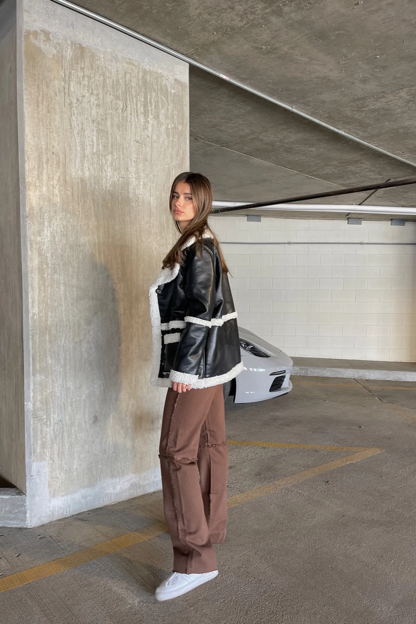 Kindle Faux Leather Shearling Jacket