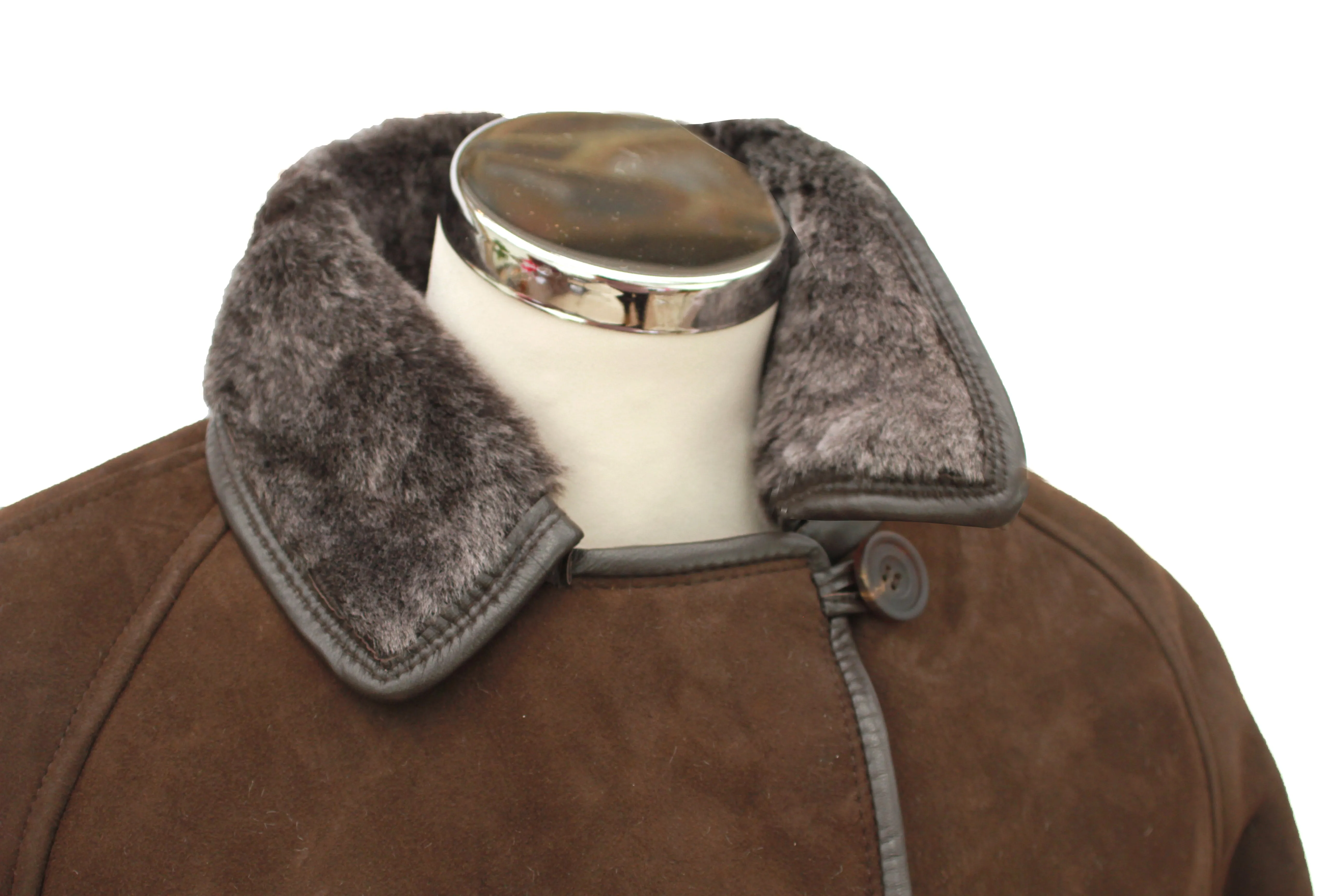 Ladies April Suede Sheepskin Coat - Brown