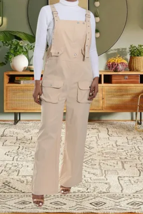 Ladies Beige Overall Jumpsuit