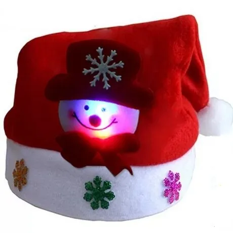 LED Christmas Hats Light Up Cap Snowman Elk Santa Claus Hats  for Adult Kids New Year  Party Decoration Xmas Gifts