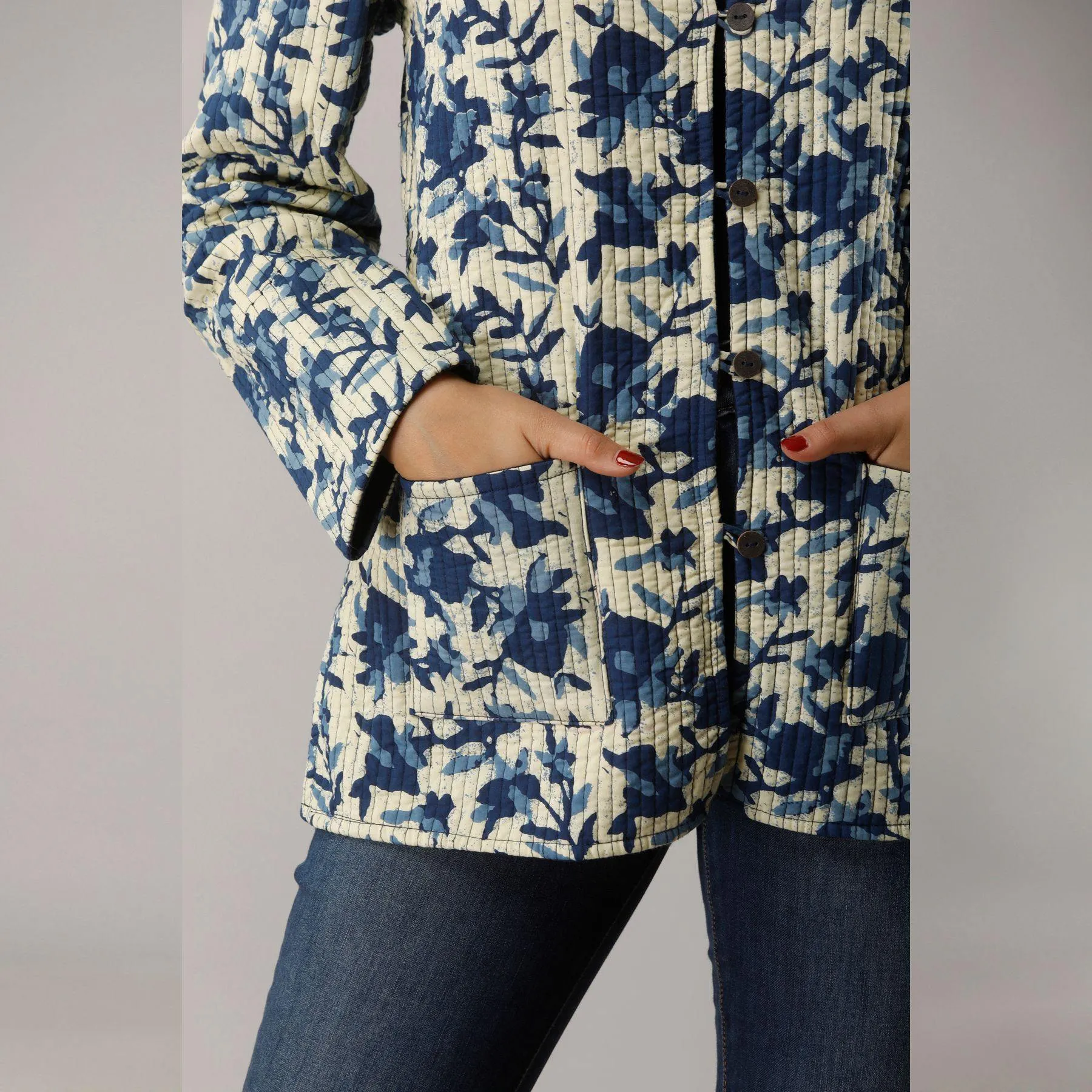 Light Blue Cotton Quilted Jacket