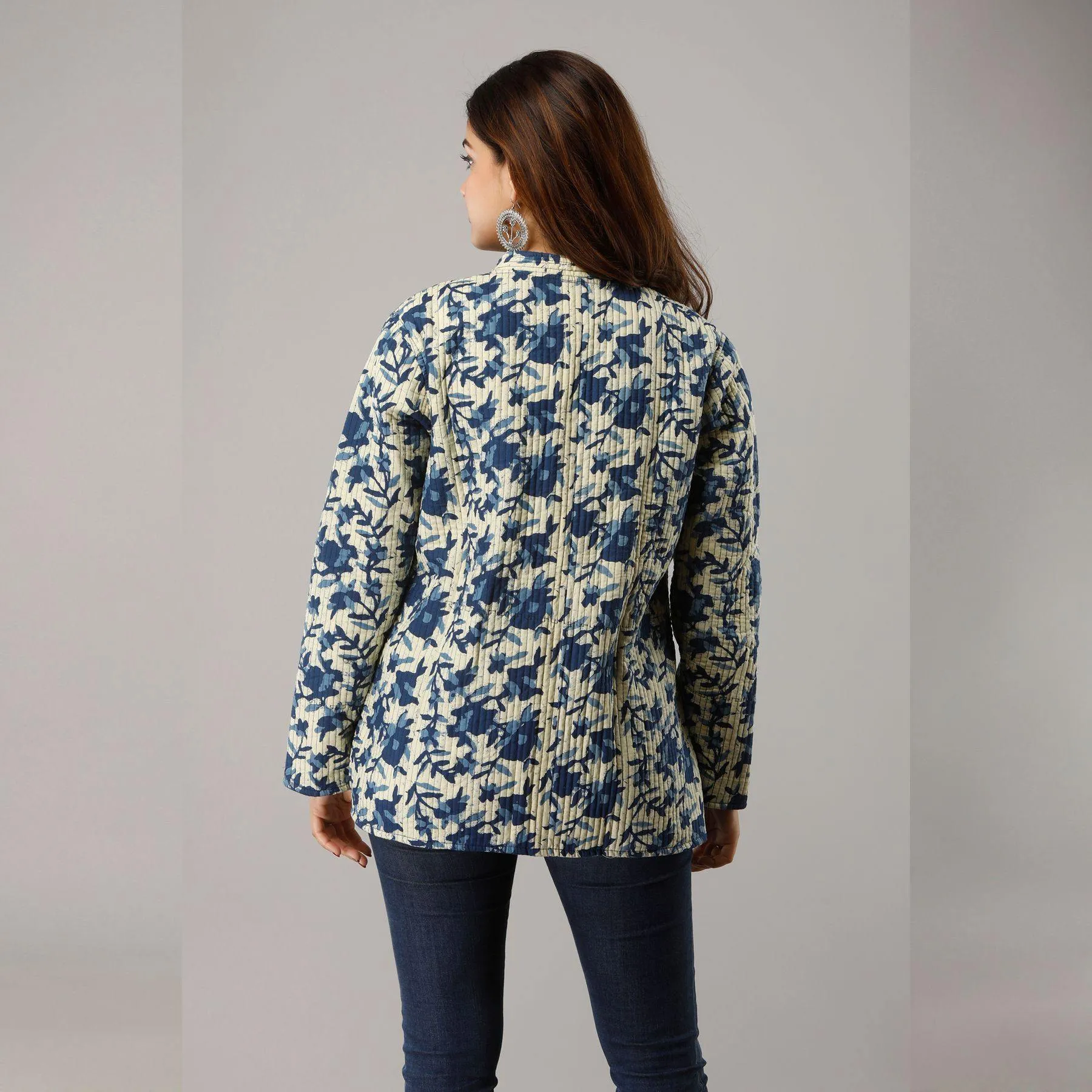 Light Blue Cotton Quilted Jacket