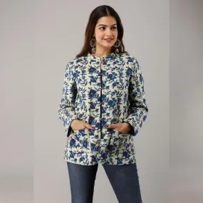 Light Blue Cotton Quilted Jacket