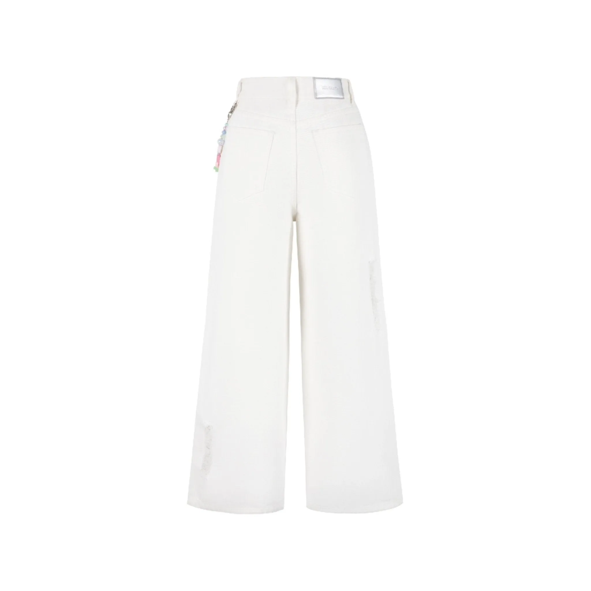 Logo Bead Chain Jeans in White