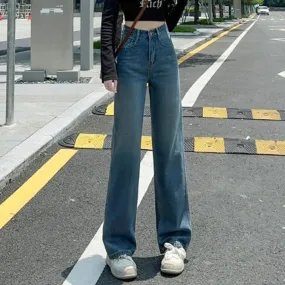 Loose High Waist Straight Fashion Denim Jeans