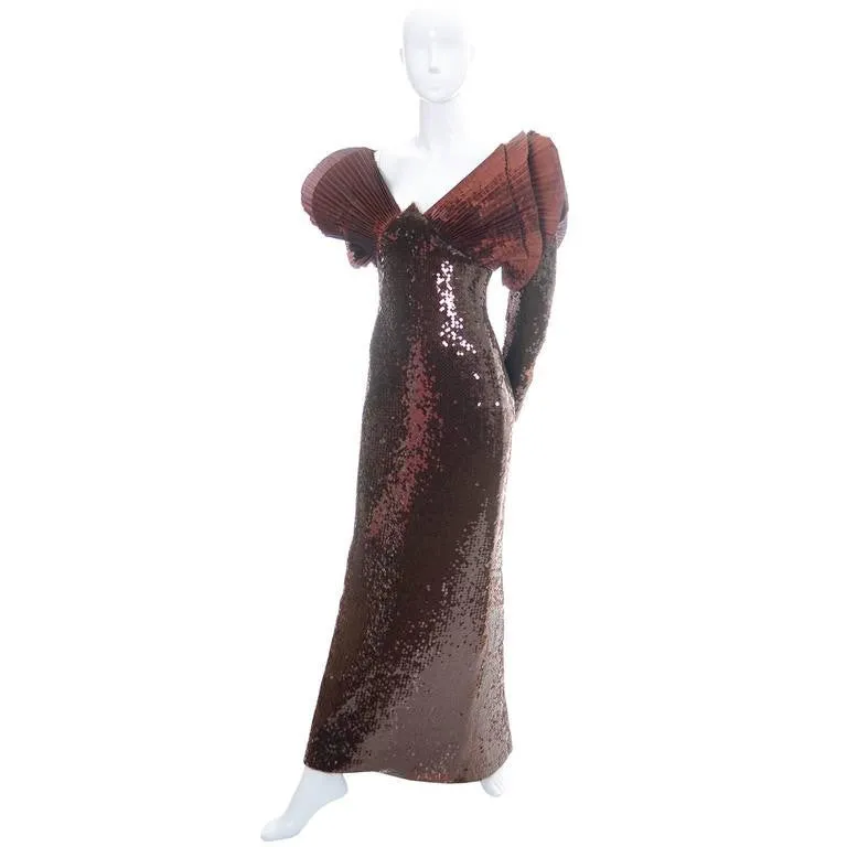 Loris Azzaro Vintage Dress 1980s Avant Garde Sequins Statement Evening Gown