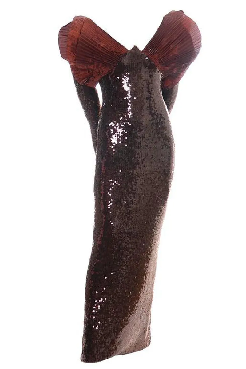 Loris Azzaro Vintage Dress 1980s Avant Garde Sequins Statement Evening Gown