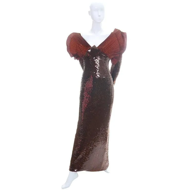 Loris Azzaro Vintage Dress 1980s Avant Garde Sequins Statement Evening Gown