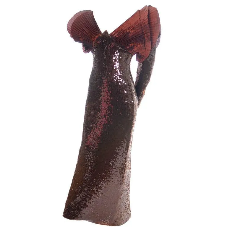 Loris Azzaro Vintage Dress 1980s Avant Garde Sequins Statement Evening Gown