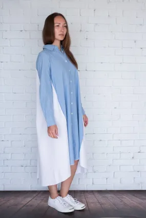 Maaya Medium Length - Chambray/White