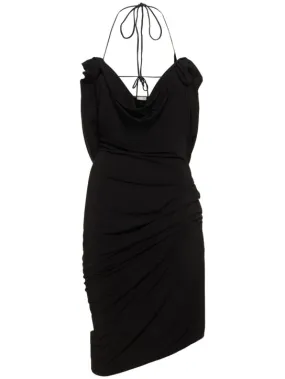 Magda Butrym   Draped viscose jersey mini dress w/roses 
