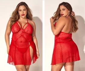 Mapale 7506X Curvy Size Babydoll Color Red