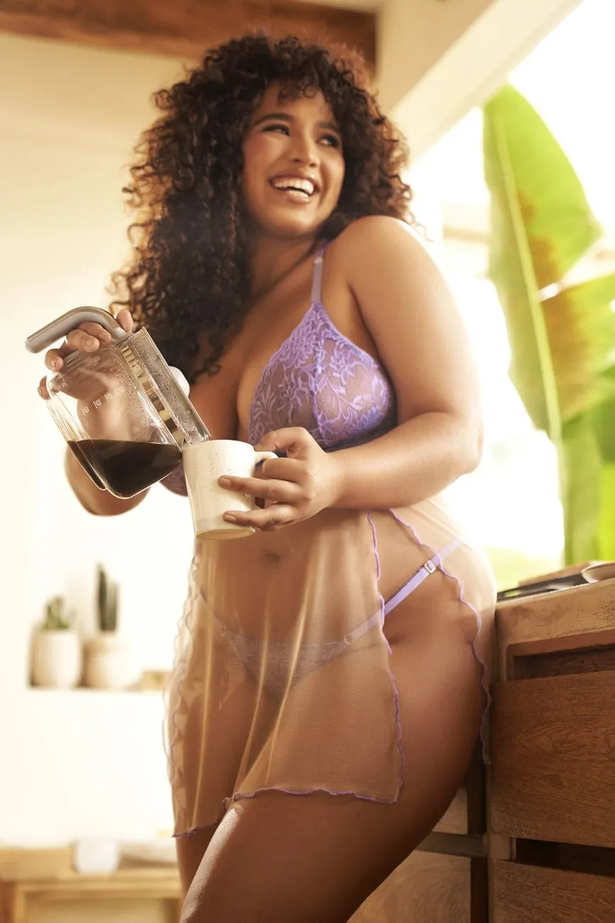 Mapale 7540X Curvy Size Verona Babydoll Plus Color Lilac-Nude