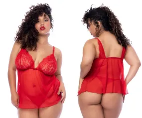 Mapale 7562X Curvy Size Babydoll Color Red