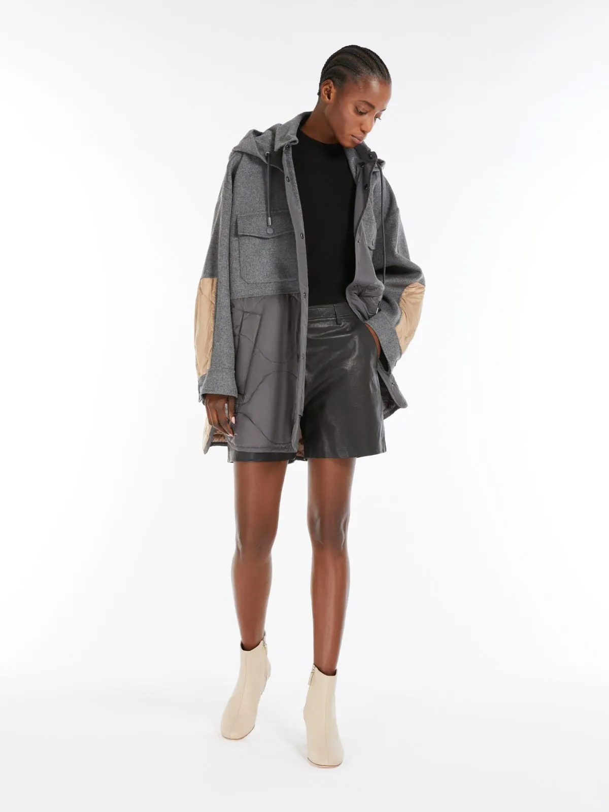 Max Mara Weekend OSSOLA Grey Double-sided wool and nylon jacket