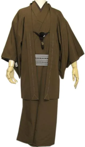Men's Kimono Long Haori Jacket Set - Brown 174~183cm