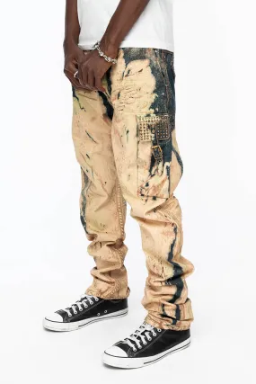 MENS TECHNIQUE CARGO PANTS IN GRAFFITI WASH WITH CRYSTALS