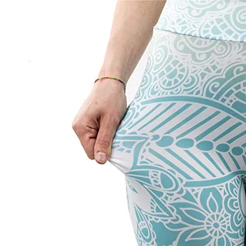 Middle Waisted Seamless Workout Leggings - Women’s Mandala Printed Yoga Leggings, Tummy Control Running Pants (Color Mandala, One Size)