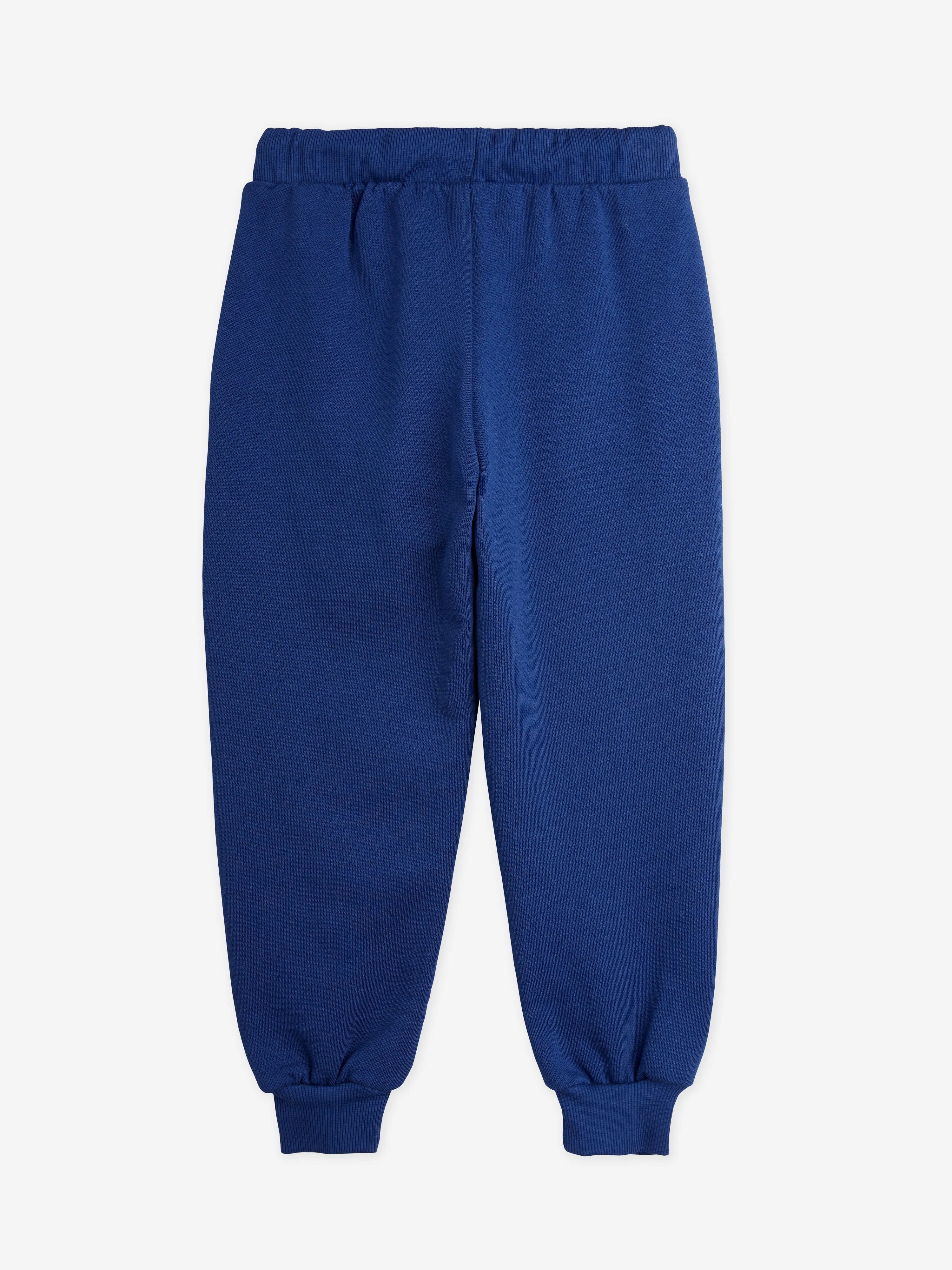 Mini Rodini Kids Society Embroidered Joggers in Blue