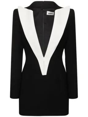 Mônot   Contrast crepe deep V-neck mini dress 